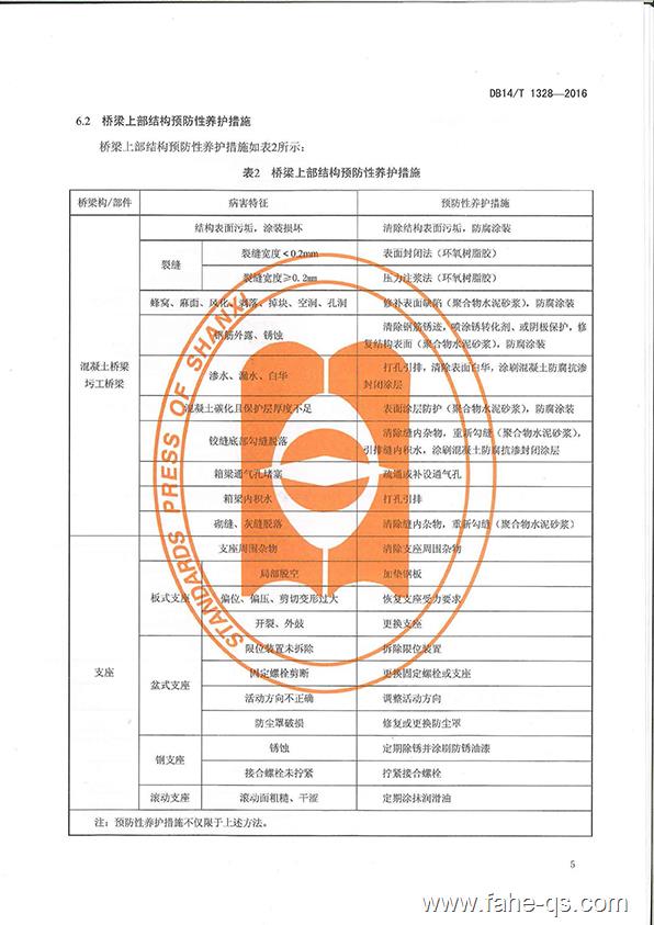 法赫中国参编山西省地方标准《普通国省干线公路桥梁预防性养护技术规程》